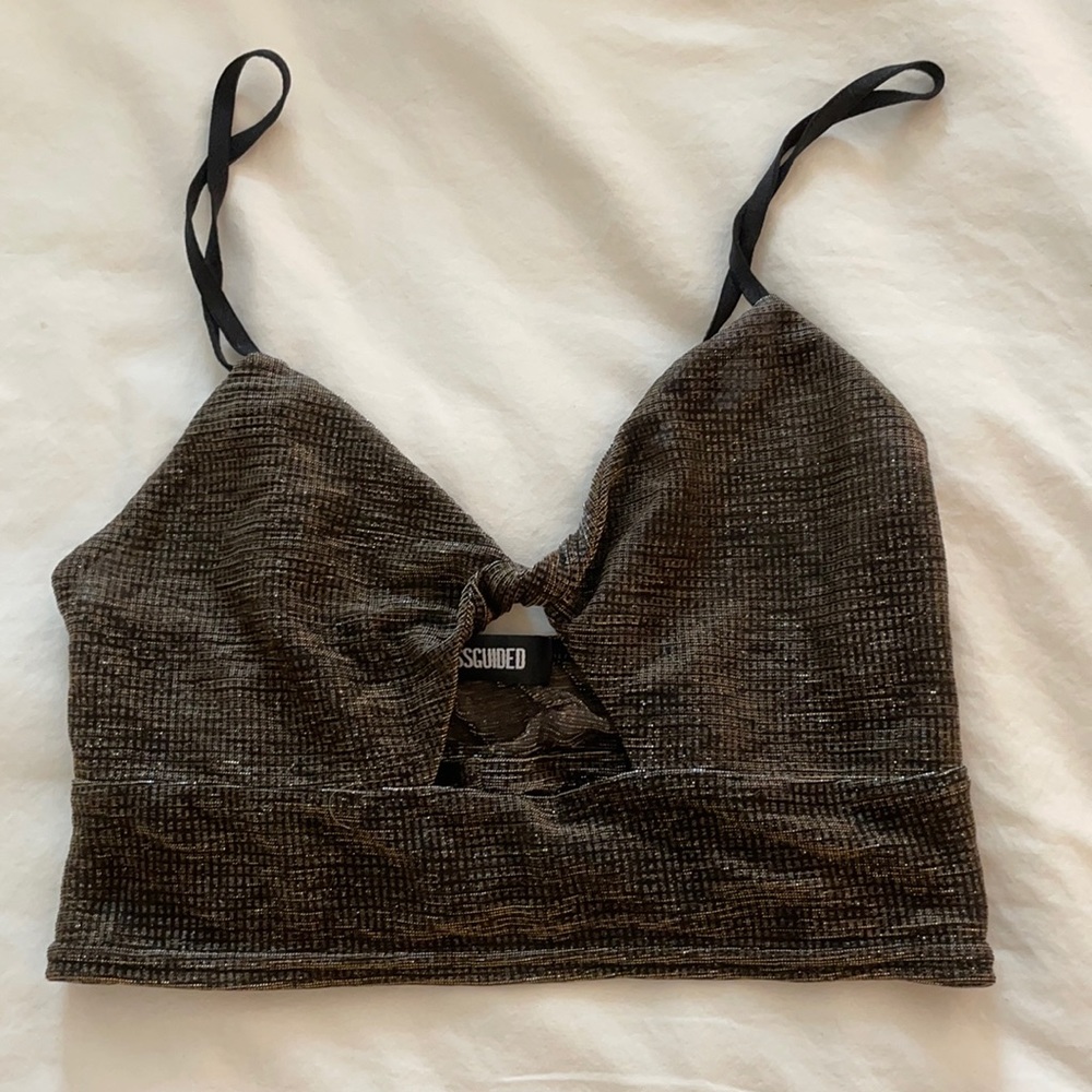 missguided metallic twist front bralet gold